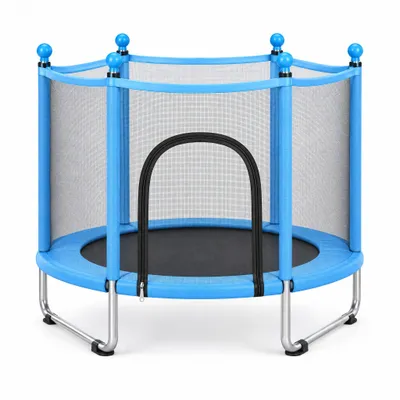 Produktbild von KEHOT Trampolin 140 cm mit Sicherheitsnetz, Indoor, Blau, bis 100 kg