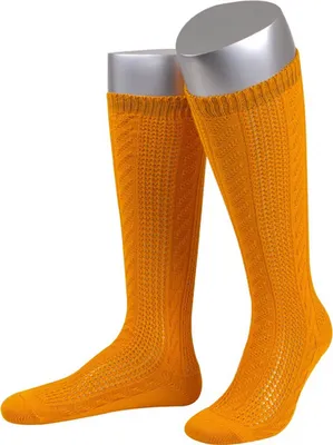 Produktbild von Damen Trachtensocken Trachtenstrümpfe Zopf Socken, Farbe:Orange, Göße:36-38