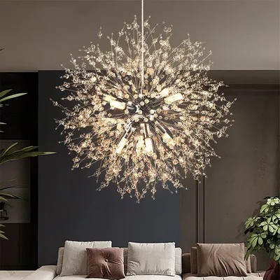 Produktbild von Deckenleuchten,Löwenzahn Kristall Kronleuchter,Ohne Lichtquelle,G9-Lampenfassung,Ohne Leuchtmittel,Φ40cm,Chrom,Benötigt 8 Glühbirnen,Deckenlampe