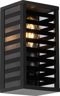 Produktbild von Moderne Außenwandleuchte Schwarz mit Rauchglas 26 cm IP44 Reims