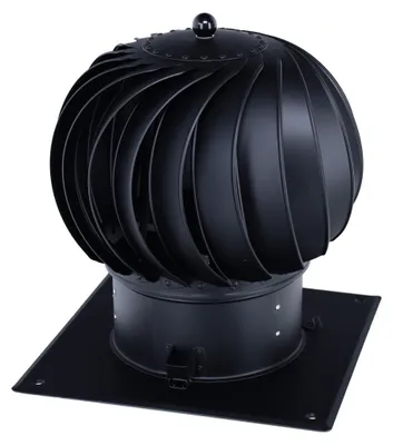 Produktbild von Schornsteinaufsatz Turbowent 1 mit Montageplatte, Edelstahl, Ø 200 mm, schwarz