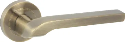 Produktbild von DOMINO Türgriff Drückergarnitur | Türklinke für Zimmertür, Bürotür, Kellertür & Innentür | Türbeschläge aus Aluminium | Bronze Türdrückergarnitur | NEMO-R M3