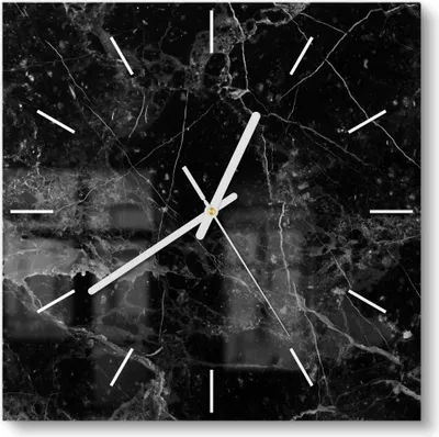 Produktbild von DEQORI Glasuhr 30x30 cm Modern 'Marmorplatte nah' Wanduhr Glas Uhr Design leise
