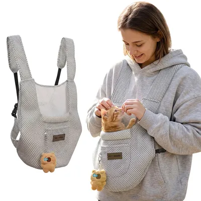 Produktbild von Katzen Rucksack Atmungsaktiv Haustier Rucksack bis 7.5 kg, Grau M
