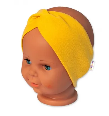 Zdjęcie produktu dla Baby Nellys Bawełniana dwuwarstwowa opaska na głowę, musztardowa