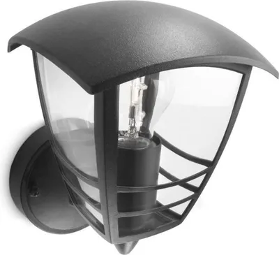 Zdjęcie produktu dla Philips myGarden Kinkiet Creek 60 W E27 bez żarówki, Oświetlenie zewnętrzne ścienne, Czarny, Metal, IP44, Ogród, Patio, I