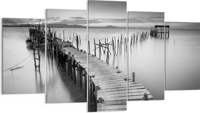 Produktbild von Bild auf Leinwand - Leinwandbild - Meer Brücke Landschaft Natur - 160x85cm - Wand Bild - Wanddeko - Leinwanddruck - Bilder - Kunstdruck - Wanddekoration - Leinwand bilder - Wandkunst - EA160x85-3082