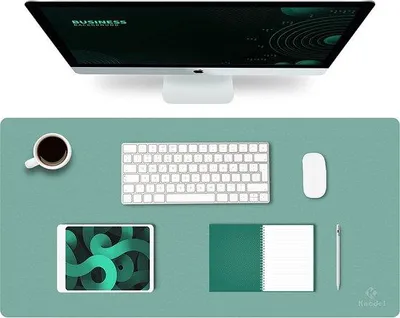 Image de Sous-main en PVC, pour le bureau, 80 x 40 cm, imperméable, pour le bureau ou la maison, double face (vert/gris)