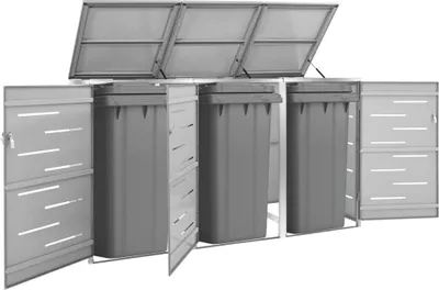 Produktbild von vidaXL Mülltonnenbox für 3 Tonnen 207x77,5x115 cm Edelstahl