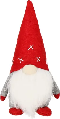 Produktbild von SPRINGOS Weihnachtswichtel Zwerg 22 cm Weihnachtsfigur Dekoration grau-rot Winter-Figur Zipfelmütze mit Schneeflocken