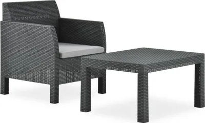 Zdjęcie produktu dla 2-cz. zestaw wypoczynkowy, poduszki, rattan PP, antracyt