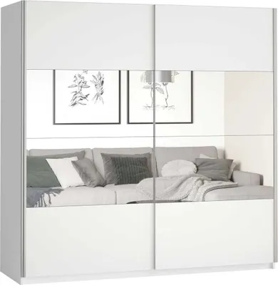 Zdjęcie produktu dla Beta Szafa 2-drzwiowa z Lustrami 200 cm Biały Połysk