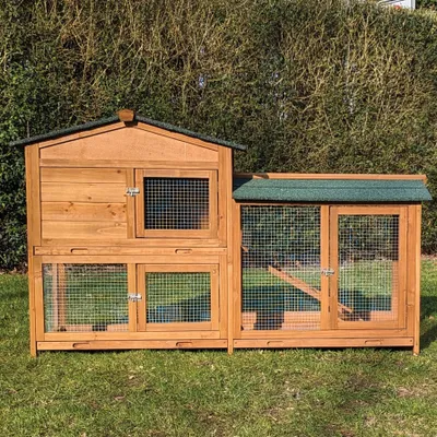 Produktbild von Kaninchenstall Kleintier Terasse Balkon mit 3 Schubladen Klopfer-Plus von Zoo-XXL