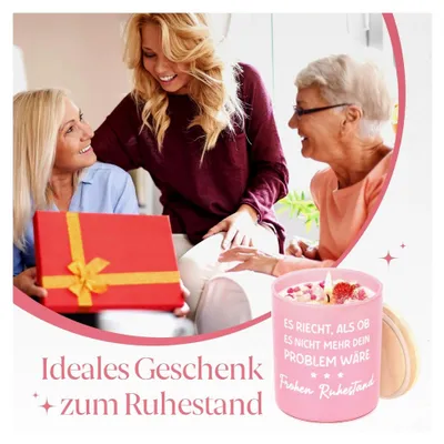 Produktbild von Geschenk zum Ruhestand für Frauen, Duftkerze - Ruhestandsgeschenk für Rentnerinnen, Geschenke zur Rente für Kollegen, Freundinnen, Mütter, Großmütter