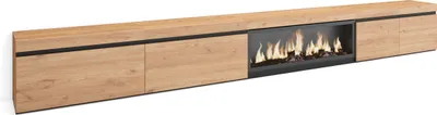 Produktbild von TV-Schrank, Lowboard, 368x35x45cm, Elektrokamin XXL, Eiche