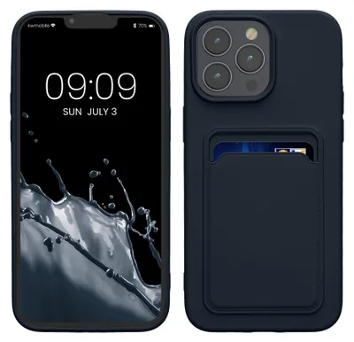 Produktbild von kwmobile Handyhülle für Apple iPhone 15 Pro Max Hülle mit Kartenfach - TPU Case - Kabelloses Laden - Schutzhülle Cover in Dunkelblau