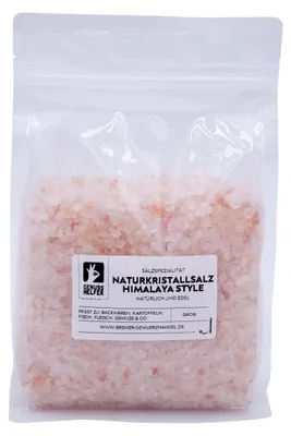 Produktbild von Rosa Naturkristallsalz, grob, geeignet für Salzmühle, Beutel 1kg