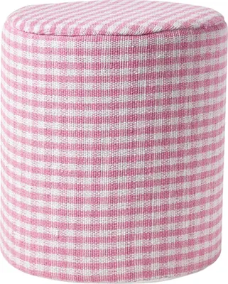 Image de HOMESCAPES Pouf rond à carreaux vichy - tabouret rose et blanc, 40x42 cm