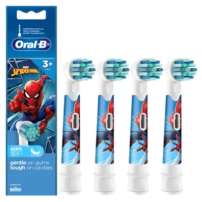 Produktbild von Oral-B Kids Spiderman Aufsteckbürsten 4 Stück – für Kinder ab 3 Jahren