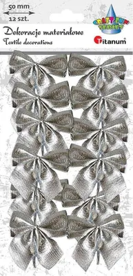 Produktbild von Stoffschleife 50mm 12Stück silber