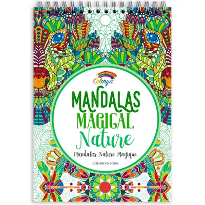 Produktbild von Colorya Magische Natur Mandala Malbuch fr Erwachsene  Entspannendes A4 Anti-Stress Malbuch  Spiral-Malbcher mit Knstlerpapier ohne Durchdrcken