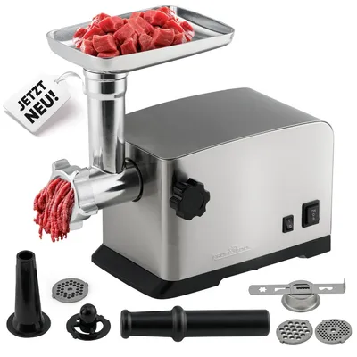 Fleischwolf 1200 W, 3 Metallscheiben, Wurstfüller, Edelstahl