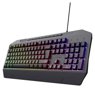 Image de Trust GXT 836 Evocx, Câble, USB, Interrupteur à membrane, QWERTY, LED RVB, Noir