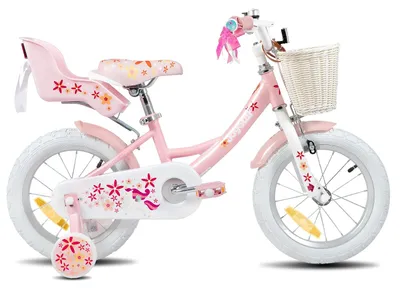 Produktbild von Mädchenfahrrad Kinderfahrrad - 46 cm Fahrrad mit Stützrädern - Korb - Puppensitz - Stahlrahmen - Rosa