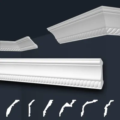 Zdjęcie produktu dla Listwy sufitowe białe, wzór geometryczny, wykonane z formowanego styropianu EPS, seria "B" firmy Marbet