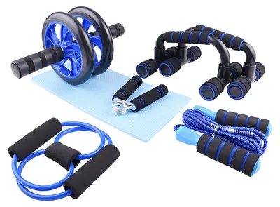 Produktbild von 6-in-1 Bauchmuskelrad | Fitnessband, Matte, Springseil | Heimtrainer