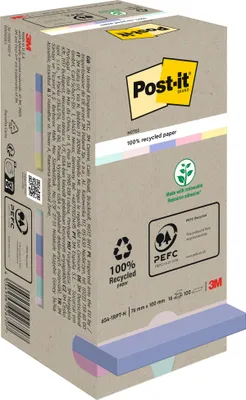 Produktbild von Post-it® Recycling Notes Mehrfarbig Haftnotizen 76x76mm 16 Blöcke 100 Blatt
