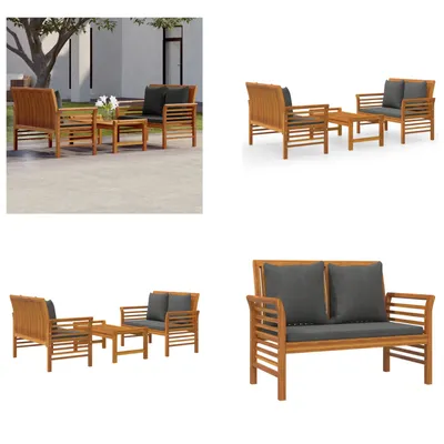 Obrázek produktu pro vidaXL 3 ks zahradní lounge set s polštáři z masivního dřeva akácie - zahradní lounge set - zahradní lounge sety - venkovní lounge set - zahradní lounge set