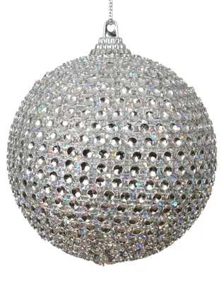 Produktbild von Weihnachtskugel silberfarben Ø 8 cm Glittersteine - Schaumstoff