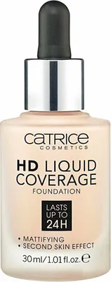Imagen del producto de CATRICE HD Liquid Coverage, envase con dosificador, base líquida, universal, mate, para todos los tonos de piel, color beige