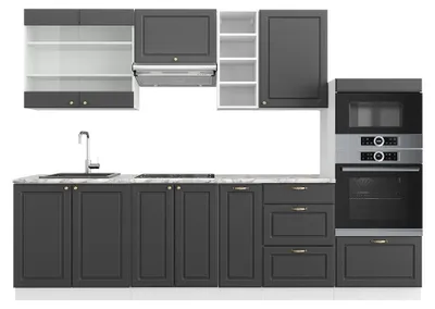 Obrázok produktu pre Kuchynský kút Vicco Fame-Line Antracitový vidiecky dom/biela 280 cm bez pracovnej dosky, Model 38052