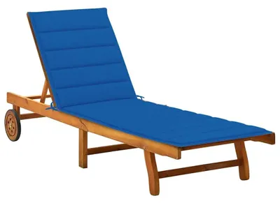 Obrázok produktu pre Záhradná lavička – nastaviteľná – z masívneho akáciového dreva – 200x63x85 cm – kráľovská modrá – ležadlo s kolieskami