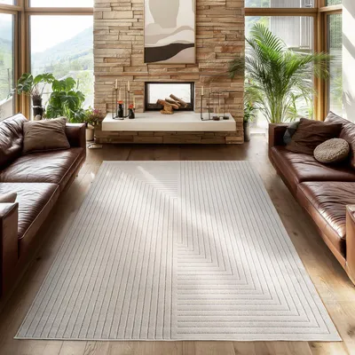 Zdjęcie produktu dla Dywan zewnętrzny odporny na warunki atmosferyczne, zmywalny, krótki włos. Do salonu, balkonu, ogrodu. Rozmiar: 120 x 170 cm, Kolor: Krem-2