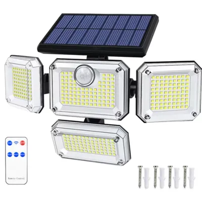 Produktbild von Gartenleuchten, 3 Lichtmodi, Solarleuchte, Außenstrahler, 270°Beleuchtungswinkel, Solar Wandleuchte, Solarlampe, mit Fernbedienung, Wasserdichte
