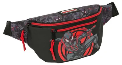 Zdjęcie produktu dla Safta Miles Morales – czarna saszetka na pasek, 23 x 12 x 9 cm, dla dzieci, czarny, rozmiar uniwersalny