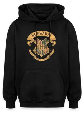 Produktbild von Spreadshirt Harry Potter Hogwarts Wappen Uni Oversize Hoodie, M, Schwarz