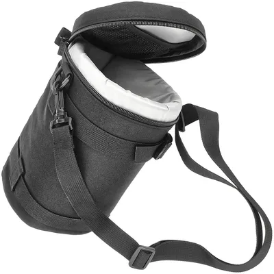 Produktbild von JJC dlp-5 120 x 220 mm Deluxe Objektiv Tasche mit Umhängeband, wasserabweisend, Schwarz