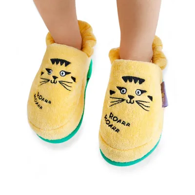 Produktbild von Milk&Moo Skater Cheetah Kinderhauspantoffeln, Hausschuhe, 100% Baumwolle, Badelatschen mit Antirutsch Sohle, Indoor Pantoffeln, , Gelb ,für 5-6 Jahre