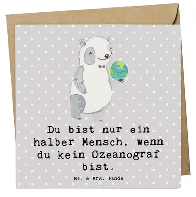 Produktbild von Mr. & Mrs. Panda Grußkarte Ozeanograf Herz - Grau Pastell - Geschenk, faltkarte, Studium, doppelkarte, Glückwunschkarte, Meeresforscher, Klappkarte, Lustig, anlasskarte