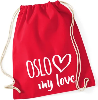 Produktbild von Huuraa Turnbeutel Oslo my love 12 Liter Classic Red Baumwolle Rucksack Geschenkidee