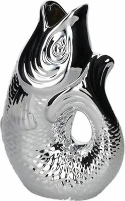 Immagine prodotto di Gift Company Vase Monsieur Carafon S, Dekovase in Fisch-Form, Steingut, Silber, 25.2 cm, 1087403022