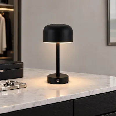 Image de LUSENZ - Lampe de table LED 2W Champignon Dimmable Rechargeable Noir IP20