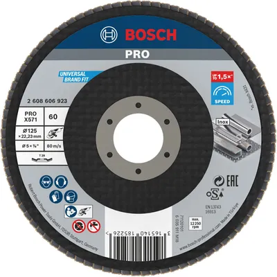 Produktbild von PRO X571 Fächerschleifscheibe, abgewinkelt, 125 mm, K60