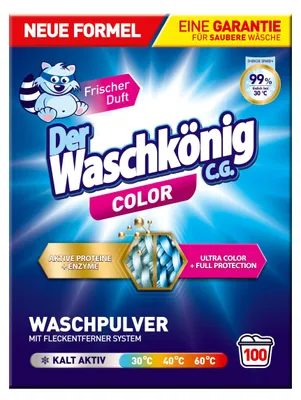Produktbild von Der Waschkönig C.G. Color Waschpulver 6 kg, 100 Waschladungen, ab 30 °C