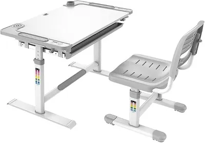 Produktbild von Höhenverstellbarer Kinderschreibtisch mit Stuhl Set, Ergonomischer Schreibtisch Kinder 80x50 cm mit Neigbarer Tischplatte & Schublade, Mitwachsendes Kindertisch Stuhl Set