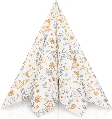 Produktbild von GRUBly Airlaid Serviette Christmas in Gold & Silber, 40 x 40 cm, 50 Stück